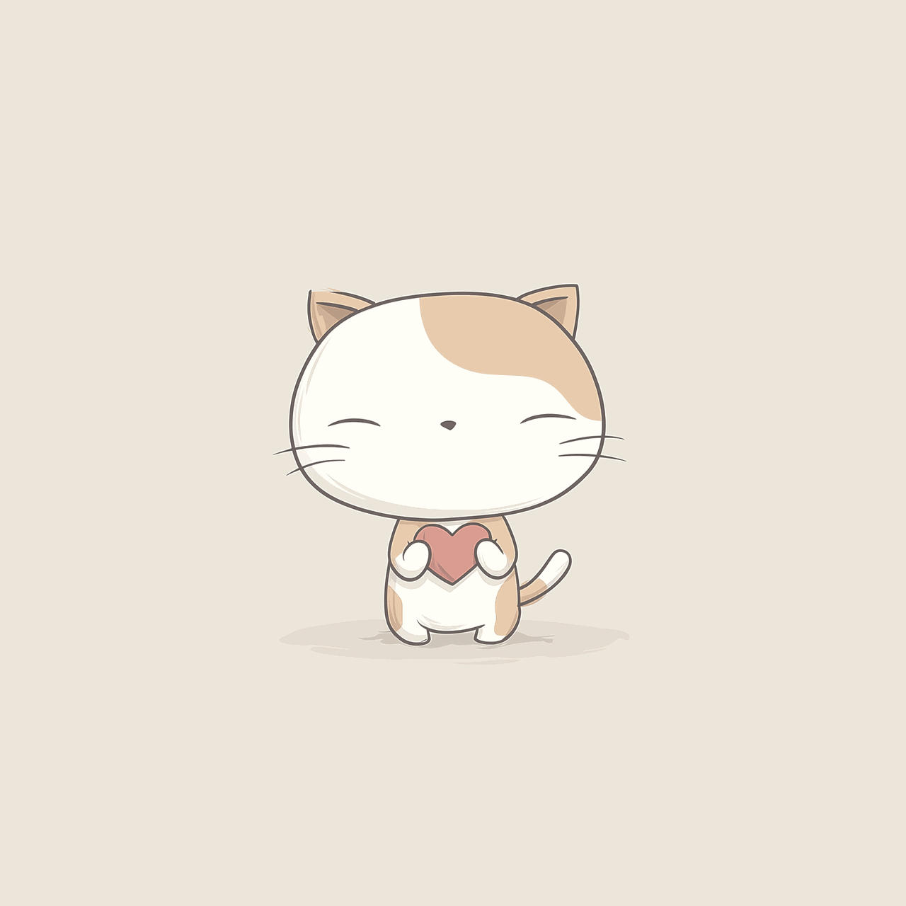 A cat holding a heart